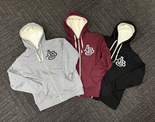 Sherpa lined Hoodie with Monogram Logo in 3 Colors